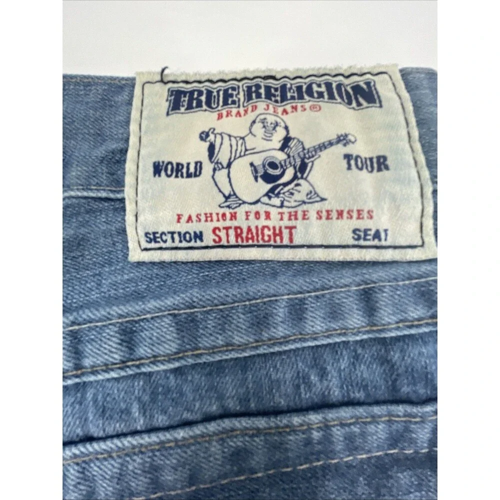 True Religion Denim Straight Jeans Mens 31x31 Blue Medium Wash Flap Pockets Y2K